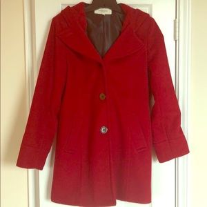 Liz Claiborne red hooded pea coat